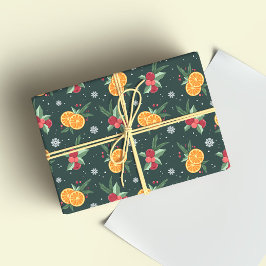 Cozy Christmas Oranges Wrapping Paper Presentpapper
