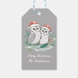 Cozy Christmas Owls Gift Tag Presentetikett
