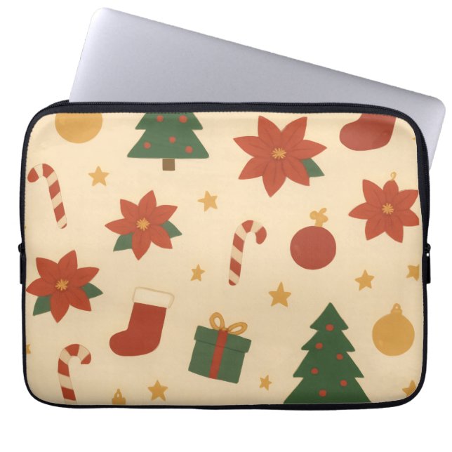 Cozy Christmas Pattern with Gifts and Trees Laptop Fodral (Framsidan)