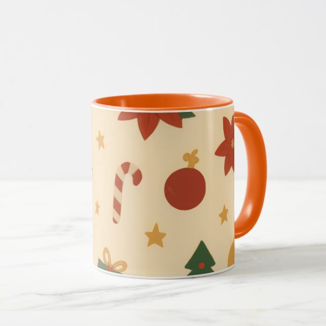 Cozy Christmas Pattern with Gifts and Trees Mugg (Framsida höger)