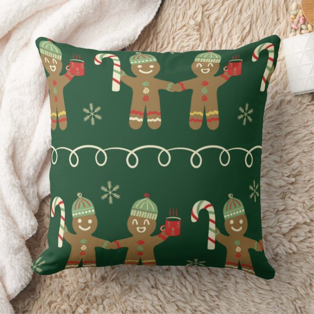 Cozy Christmas Pillow with Candy Canes & Cocoa Kudde (Filt)
