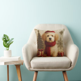 Cozy Christmas Puppy Throw Pillow Kudde