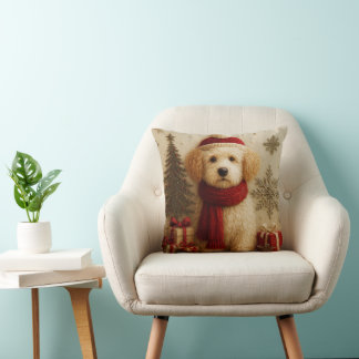 Cozy Christmas Puppy Throw Pillow Kudde