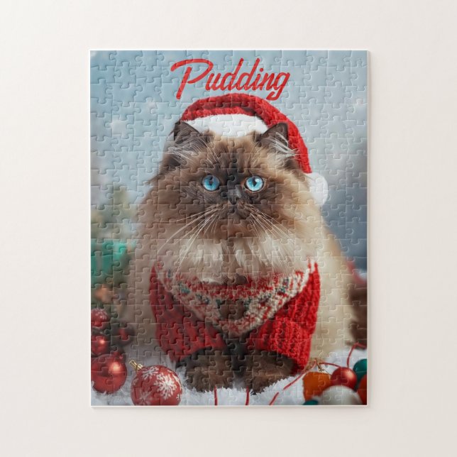 Cozy Christmas Ragdoll Cat Personalized  Pussel (Vertikal)
