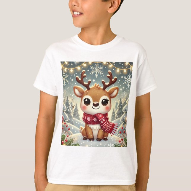 Cozy Christmas Reindeer in a Winter Wonderland T Shirt (Framsida)