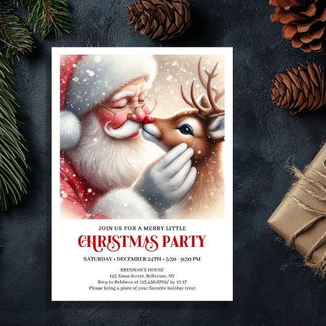 Cozy Christmas Santa Claus Rudolph Family Celebrat Inbjudningar (Cozy Christmas Santa Claus Rudolph Family Celebration Invite

)