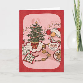 Cozy Christmas Scene Watercolor Holiday Card Kort
