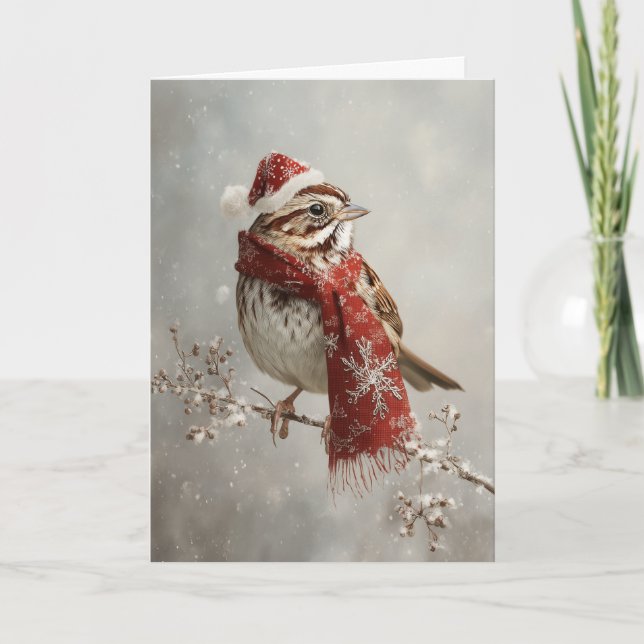 Cozy Christmas Sparrow Helgkort (Framsida)