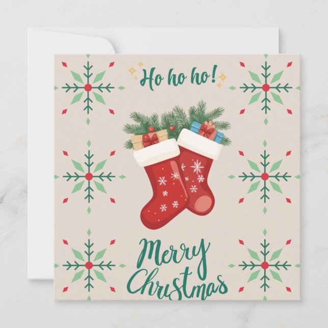 Cozy Christmas Stockings Card – Festive Holiday Gr (Framsida)