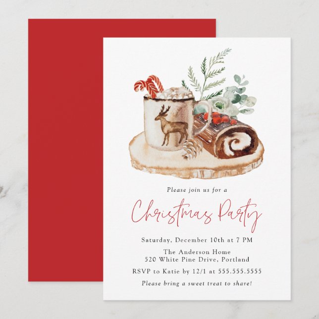 Cozy Christmas Sweet Treats Christmas Party Inbjudningar (Fram/baksida)