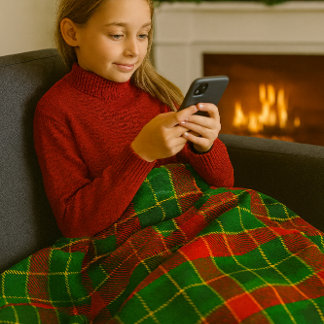 Cozy Christmas Tartan in Red and Green Fleecefilt