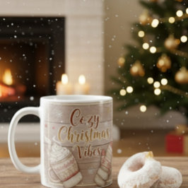 Cozy Christmas Vibes Mug | Rustic Winter Cabin Coc Kaffemugg