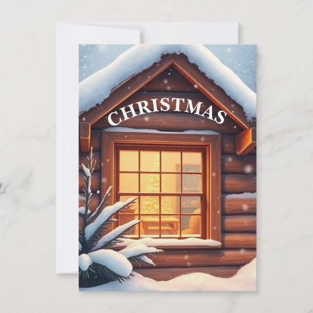 Cozy Christmas Window Snowfall Holiday Card Julkort (Framsida)