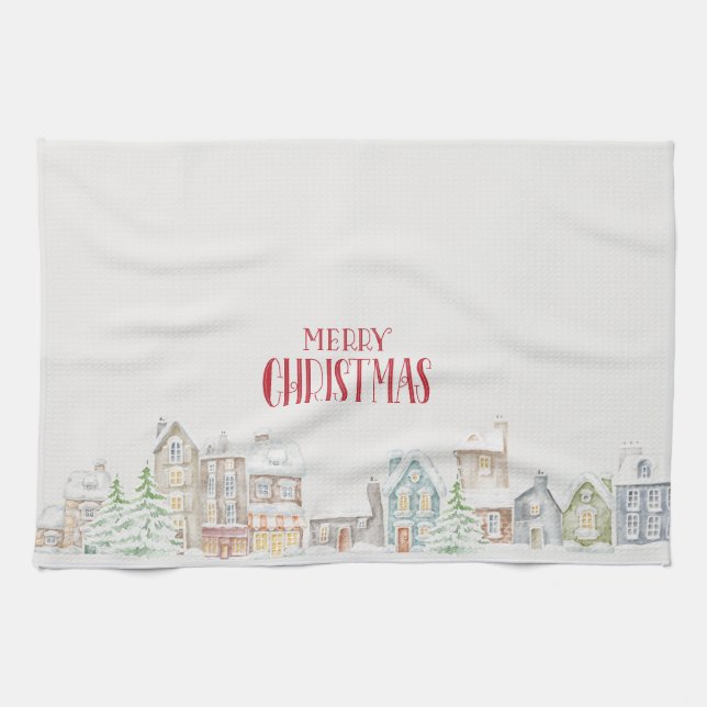 Cozy Christmas Winter Homes Tea Towel Kökshandduk (Horisontell)