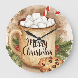 Cozy cocoa merry christmas holly cookie festive stor klocka