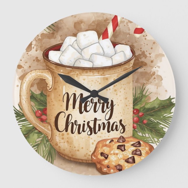 Cozy cocoa merry christmas holly cookie festive stor klocka (Framsida)