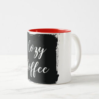 Cozy Coffee Aesthetic Script Two-Tone Ceramic Mug Två-Tonad Mugg