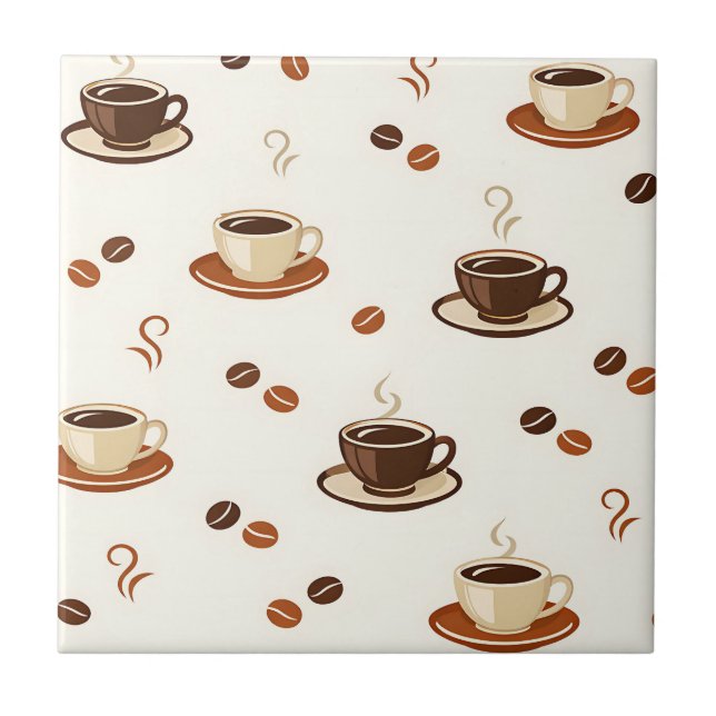 Cozy Coffee Cups Seamless Pattern Kakelplatta (Framsidan)