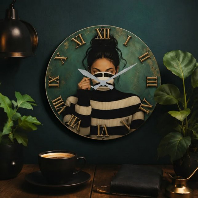 Cozy Coffee Lover Modern Minimalist Coffee Break  Stor Klocka (Skapare uppladdad)