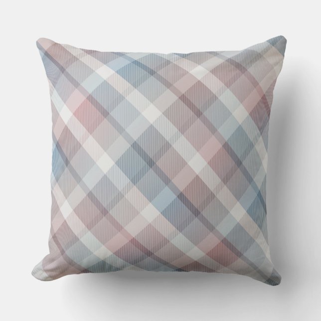 Cozy colorful tartan plaid, pastel Throw Pillow Kudde (Framsida)