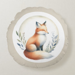 Cozy Critter - Fox Illustration Rund Kudde