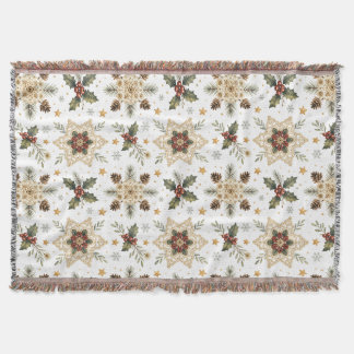 Cozy Crochet Snowflake Holly Scandinavian Christma Filt