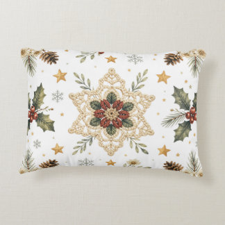Cozy Crochet Snowflake Holly Scandinavian Christma Prydnadskudde