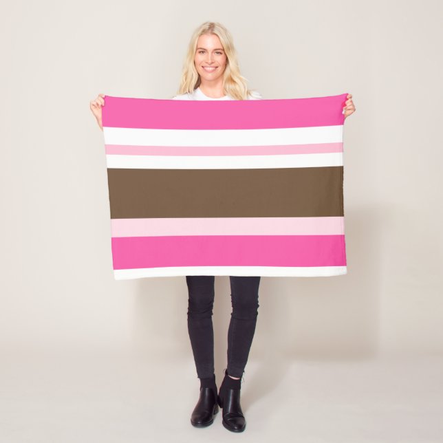 Cozy Custom Fleece Blanket Brown & Pink Stripe (På plats)
