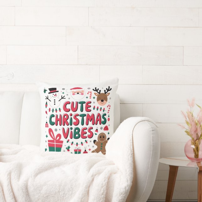Cozy "Cute Christmas Vibes" Throw Pillow Kudde (Soffa)