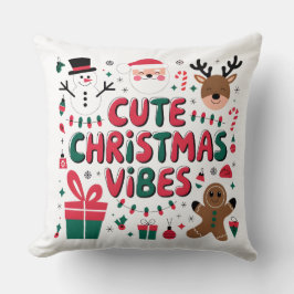 Cozy "Cute Christmas Vibes" Throw Pillow Kudde