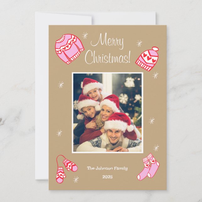 Cozy Cute Sweater Weather Doodle Holiday Card Julkort (Framsida)