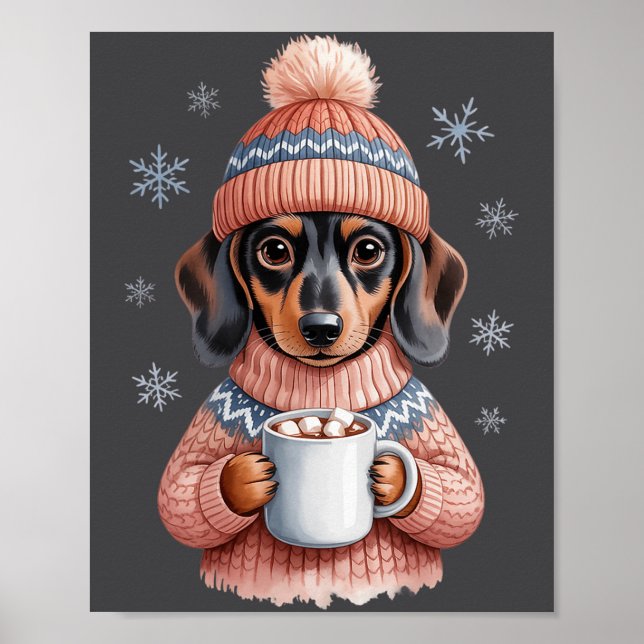 Cozy Dachshund Dog With Hot Cocoa Holiday Winter S Poster (Framsidan)