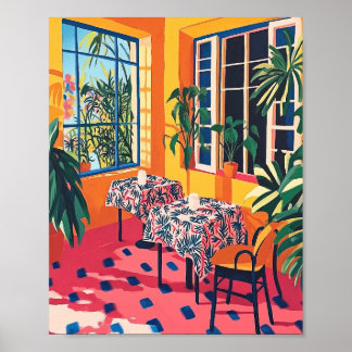 Cozy Dining Area Stylized Interior Poster Wall Art