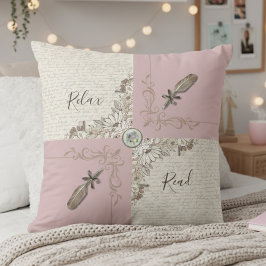 Cozy Dusty Pink Rose Book Lover Décor Kudde