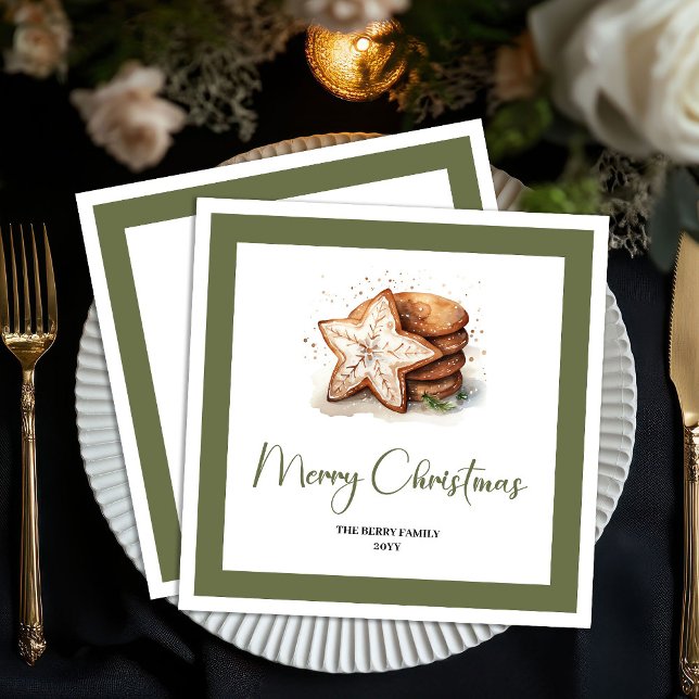 Cozy Earthy Christmas Cookies Personalized Napkins Pappersservett (Cozy Earthy Christmas Cookies Personalized Napkins)