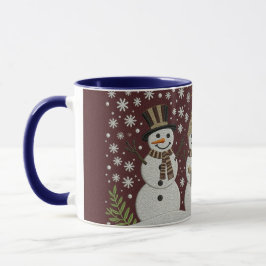 Cozy Embroidered Snowman Winter Mug Mugg