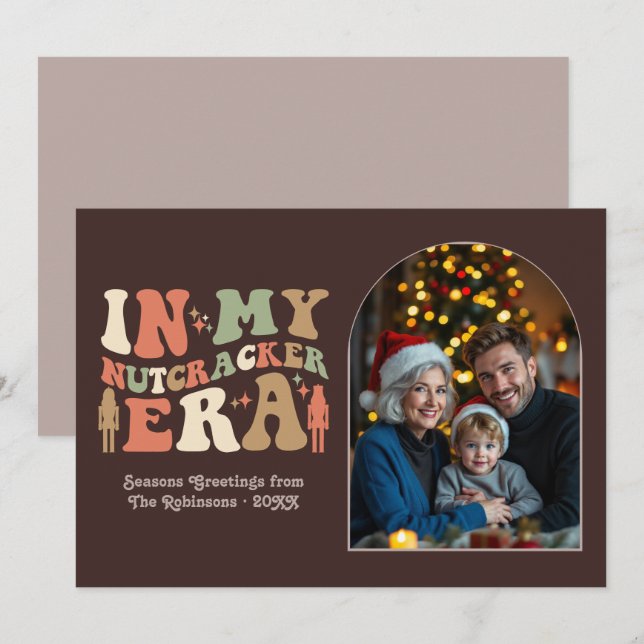Cozy Espresso In My Nutcracker Era Christmas Photo Julkort (Fram/baksida)