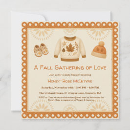Cozy Fall Baby Shower | Neutral Cream & orange Inbjudningar