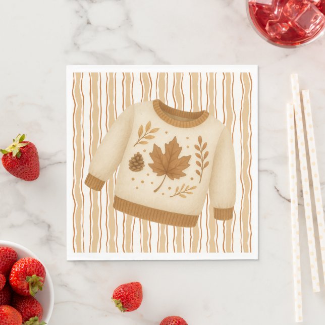 Cozy Fall Baby Shower | Neutral Cream & orange Pappersservett (Insitu)