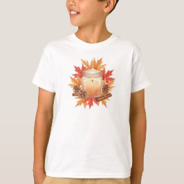 Cozy Fall Candle with Maple Leaves | Autumn Design T Shirt