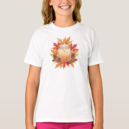 Cozy Fall Candle with Maple Leaves | Autumn Design T Shirt