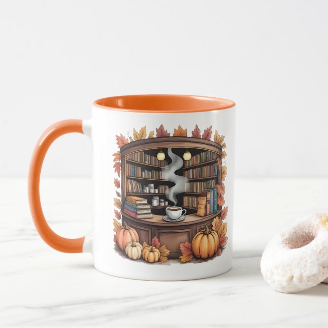 Cozy Fall Library Coffee Mug — Book Nook  Mugg (Med munk)