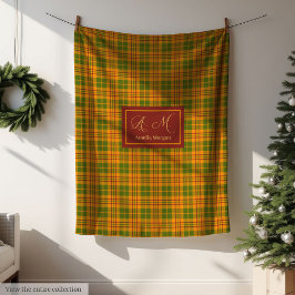 Cozy Fall Plaid Blanket Personalized Farmhouse Fleecefilt