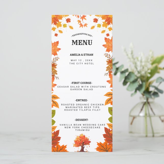 Cozy Fall Thanksgiving Dinner Party Meny (Stående Fram)