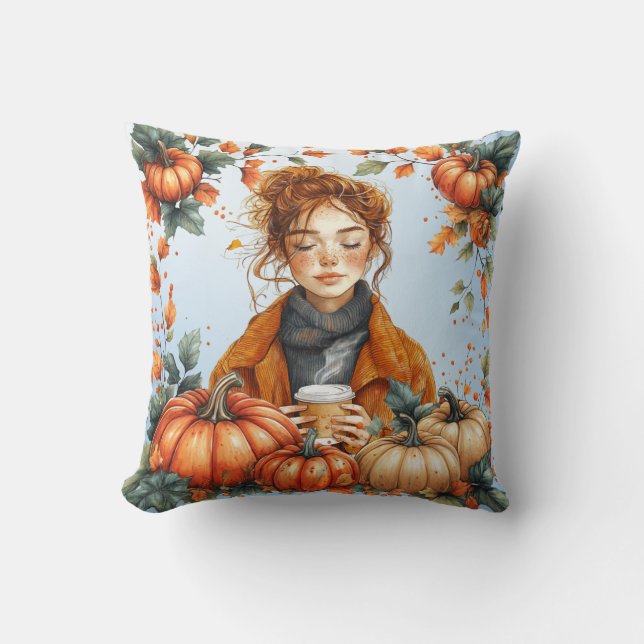 Cozy, Fall Themed Throw Pillow Kudde (Framsida)