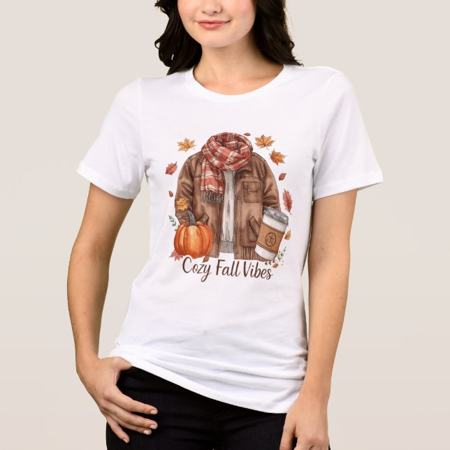 Cozy Fall Vibes T-Shirt – Autumn Outfit Aesthetic (Framsida)