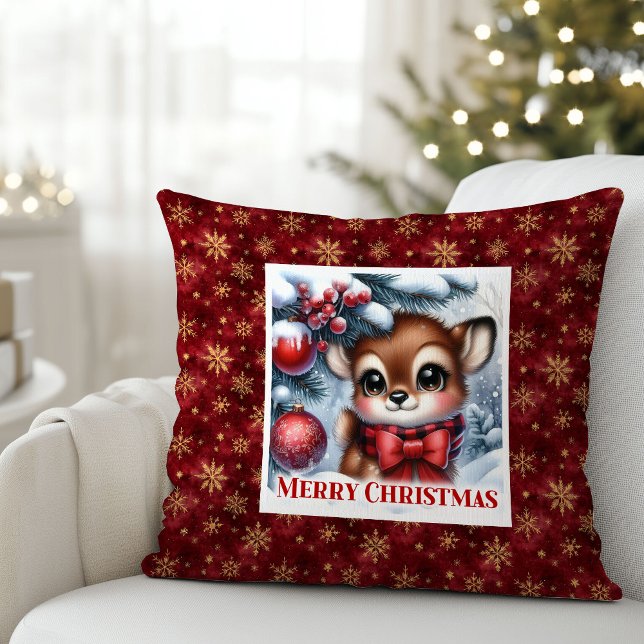 Cozy Fawn Christmas Pillow Gift for Kids Snowy  Kudde (Cozy Fawn Christmas Pillow Gift for Kids Snowy Decor)