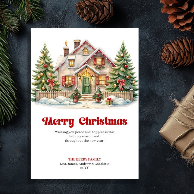 Cozy festive home classic Christmas scene greeting Julkort (Cozy festive home classic Christmas scene greeting)
