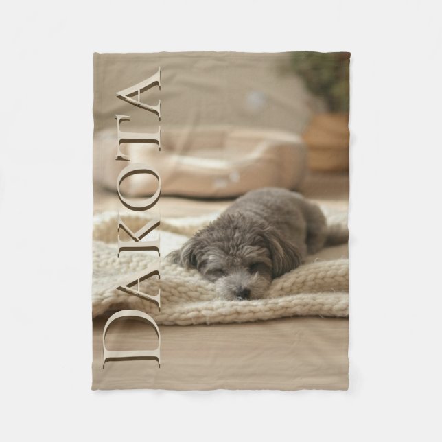 Cozy Fleece Blanket w/ Custom Pet Portrait (Framsidan)