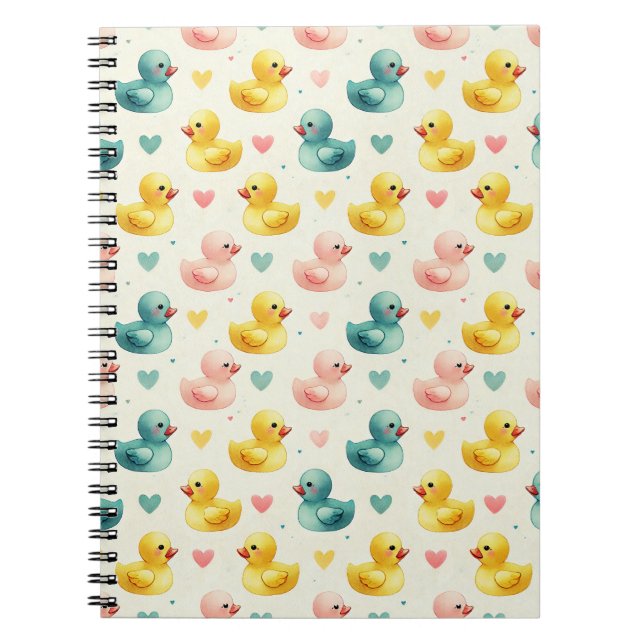 Cozy Fleece Pastel Watercolor Duck Pattern Noteboo Anteckningsbok (Framsidan)